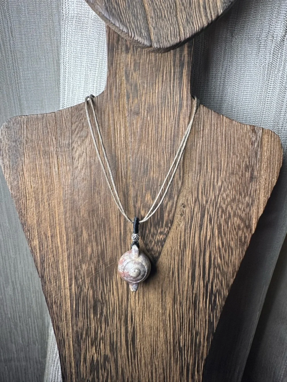 Adorable Coral Fossil Teapot Pendant Necklace, Sterling Silver Accent on Rope - Picture 12 of 15